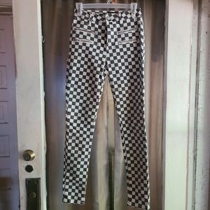 bdg blk/wht checked jeans